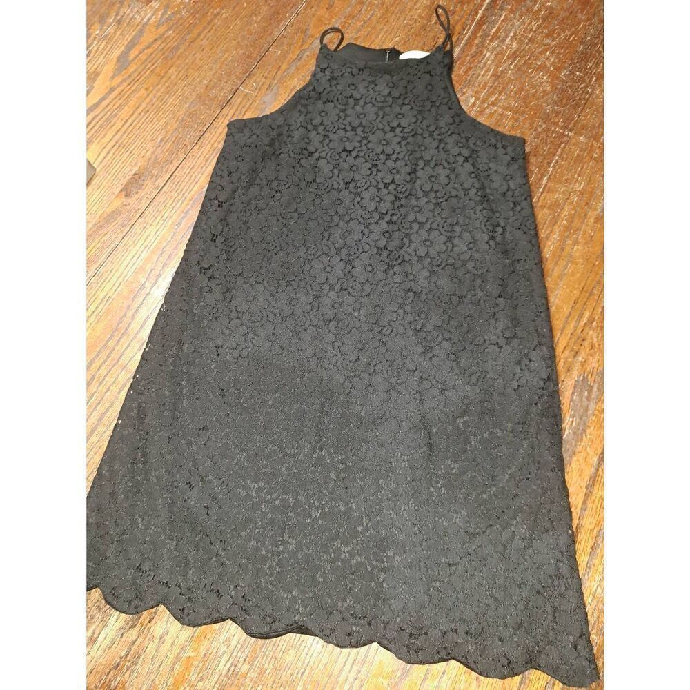 Medium Monteau LA Black Lace Sleeveless Spaghetti Strap Rear Zip Mini Dress